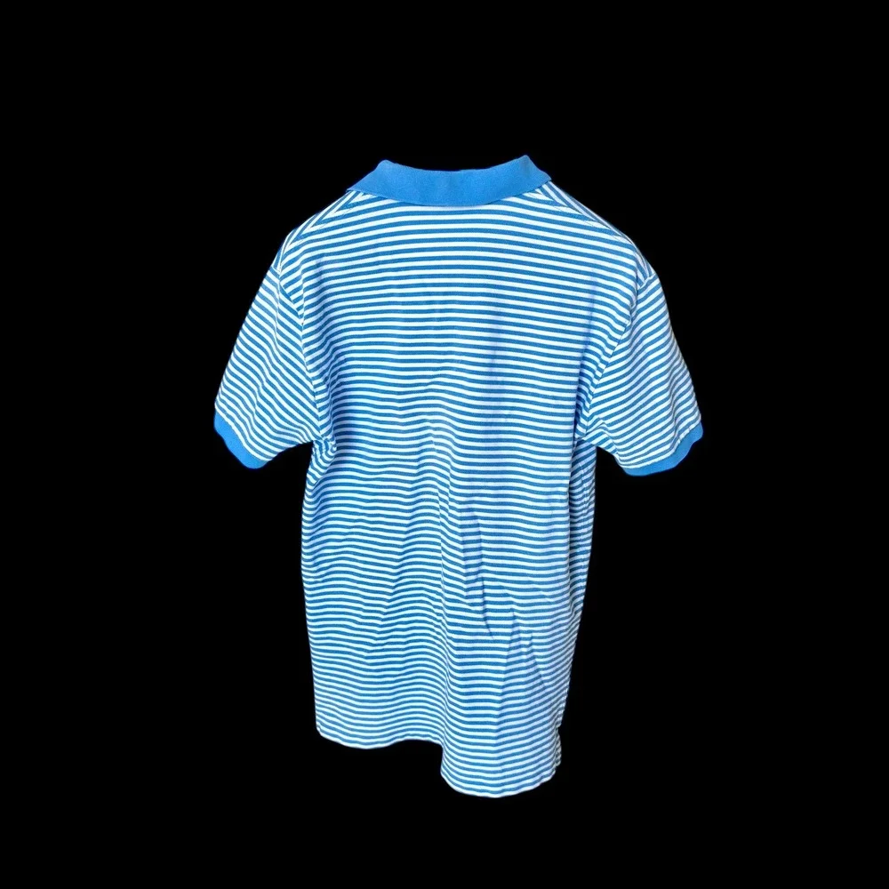 Polo Ralph Lauren Blue Striped Short Sleeve Distressed Polo Shirt Size‎ M